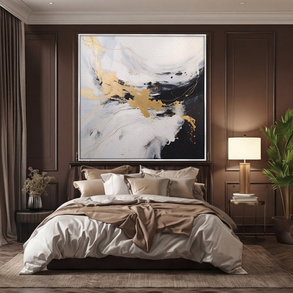 Tablou Canvas Premium LuxCanva® A1569, Armonia Abstractului , Room, Auriu, Marmura, Alb, Abstract, Living, Culori Vibrante