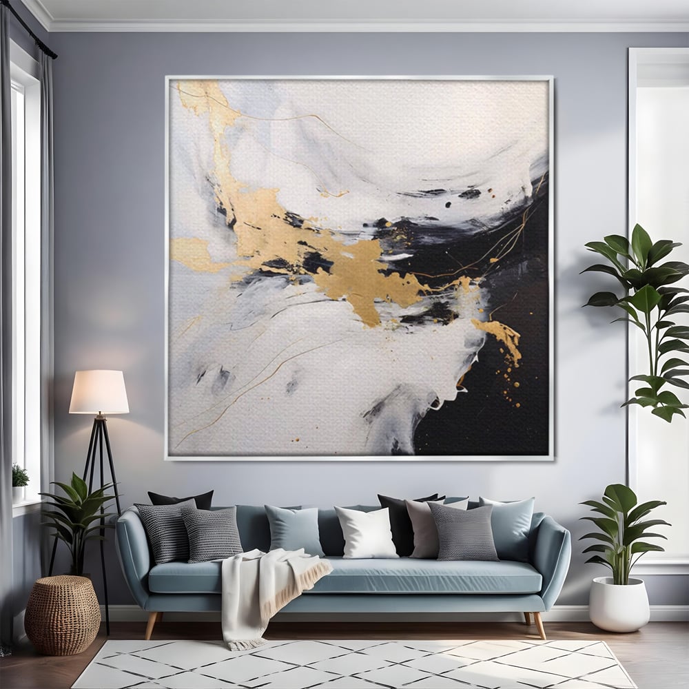 Tablou Canvas Premium LuxCanva® A1569, Armonia Abstractului , Room, Auriu, Marmura, Alb, Abstract, Living, Culori Vibrante
