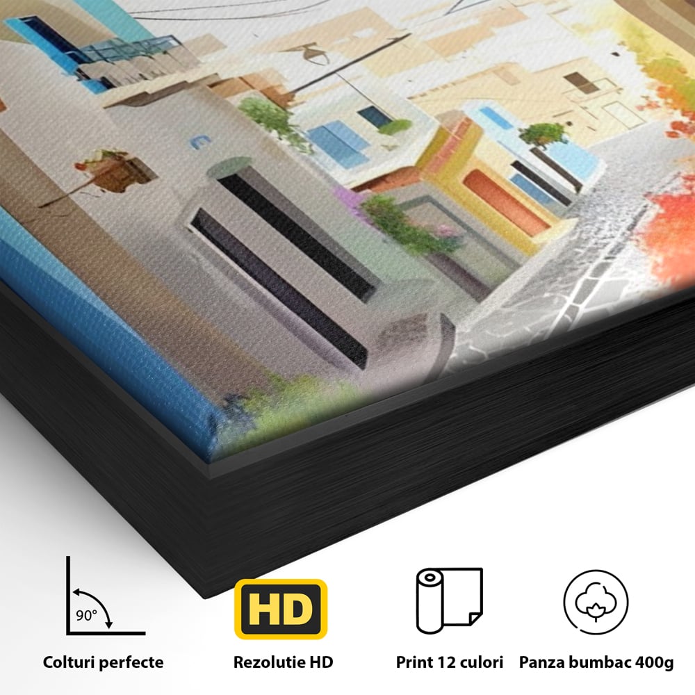 Leinwandbild Premium LuxCanva® A1570, Buntes Leinwandbild, Zimmer, Urlaub, Gebäude, Architektur, Wohnen, Leben, Lebendige Farben