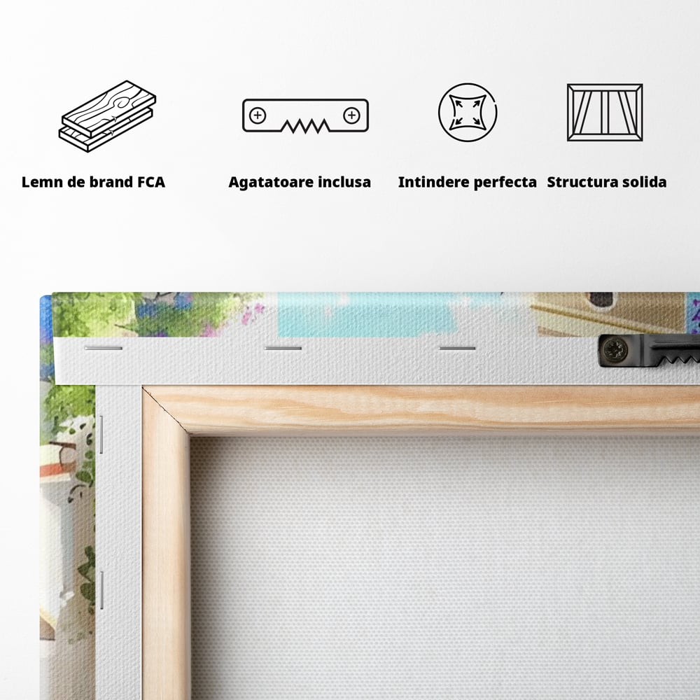 Leinwandbild Premium LuxCanva® A1570, Buntes Leinwandbild, Zimmer, Urlaub, Gebäude, Architektur, Wohnen, Leben, Lebendige Farben