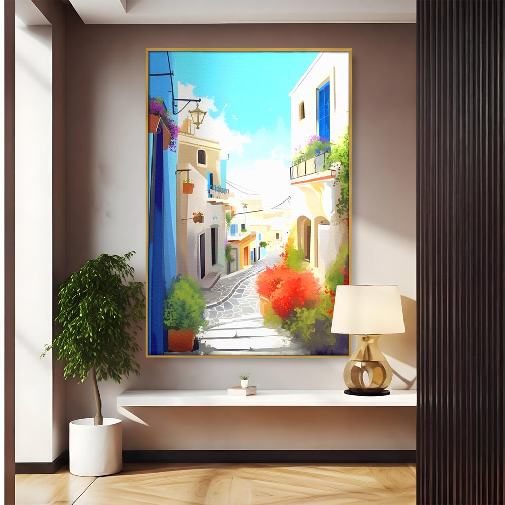 Leinwandbild Premium LuxCanva® A1570, Buntes Leinwandbild, Zimmer, Urlaub, Gebäude, Architektur, Wohnen, Leben, Lebendige Farben