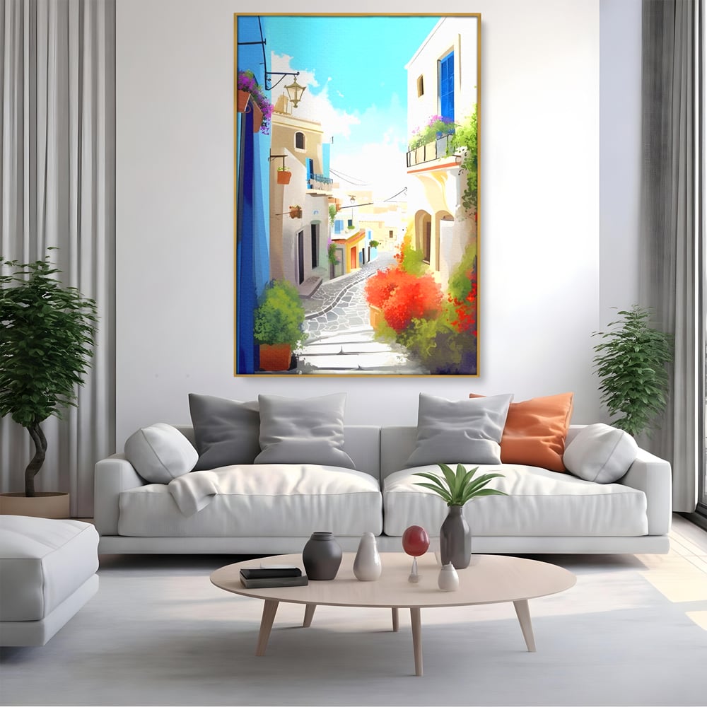 Leinwandbild Premium LuxCanva® A1570, Buntes Leinwandbild, Zimmer, Urlaub, Gebäude, Architektur, Wohnen, Leben, Lebendige Farben