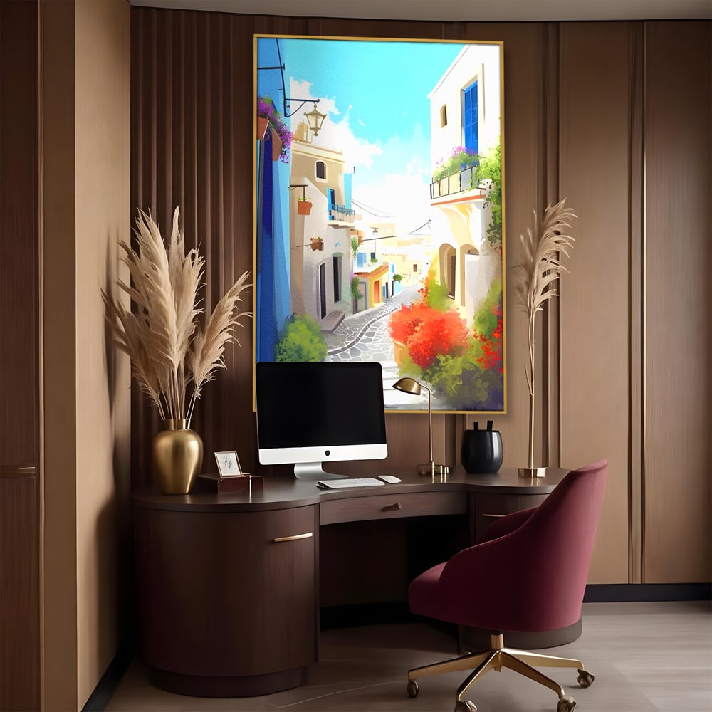 Leinwandbild Premium LuxCanva® A1570, Buntes Leinwandbild, Zimmer, Urlaub, Gebäude, Architektur, Wohnen, Leben, Lebendige Farben
