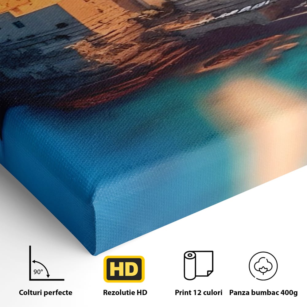 Tablou Canvas Premium LuxCanva® A1571, Vis La Malul Marii ,  Room, Cladiri, Arhitectura, Tarm, Living, Culori Vibrante