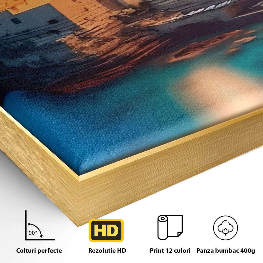 Tablou Canvas Premium LuxCanva® A1571, Vis La Malul Marii ,  Room, Cladiri, Arhitectura, Tarm, Living, Culori Vibrante