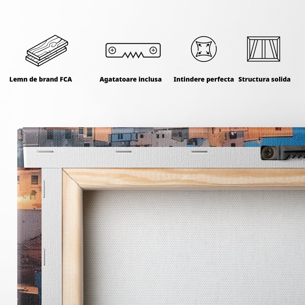 Tablou Canvas Premium LuxCanva® A1571, Vis La Malul Marii ,  Room, Cladiri, Arhitectura, Tarm, Living, Culori Vibrante