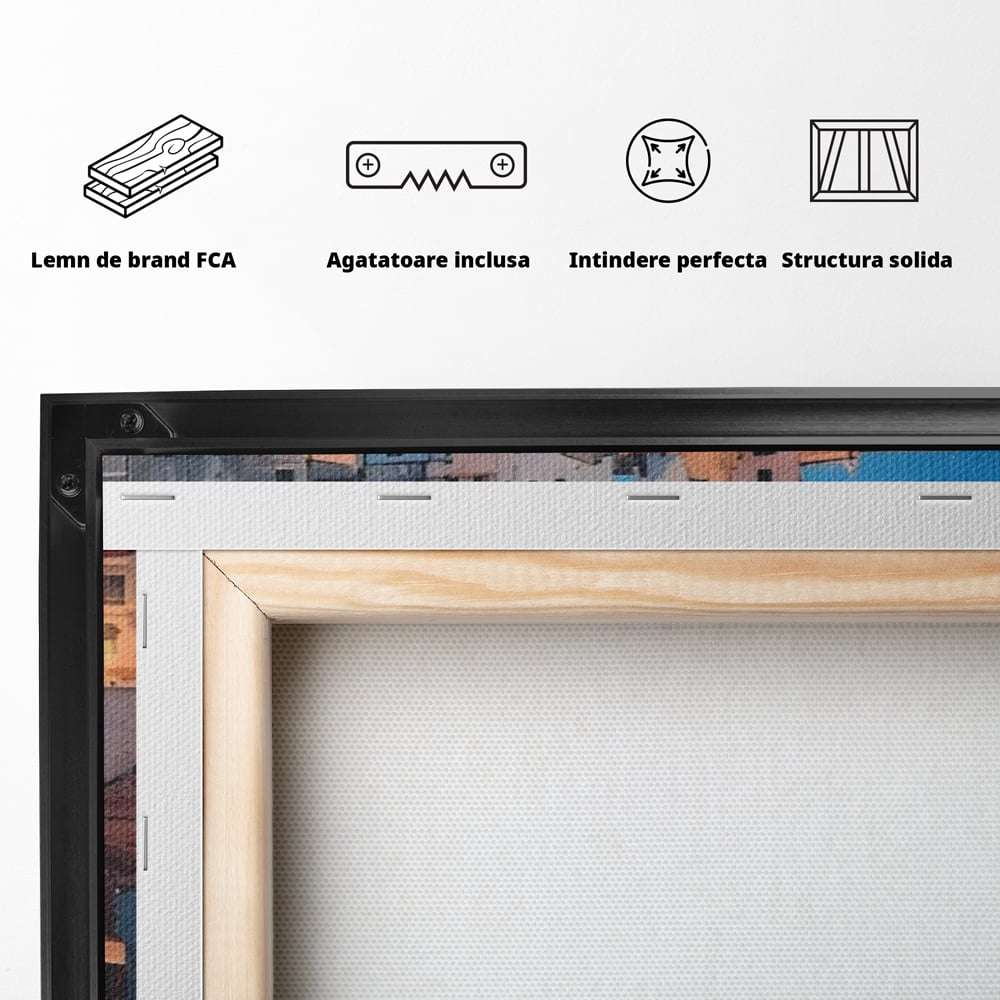 Tablou Canvas Premium LuxCanva® A1571, Vis La Malul Marii ,  Room, Cladiri, Arhitectura, Tarm, Living, Culori Vibrante