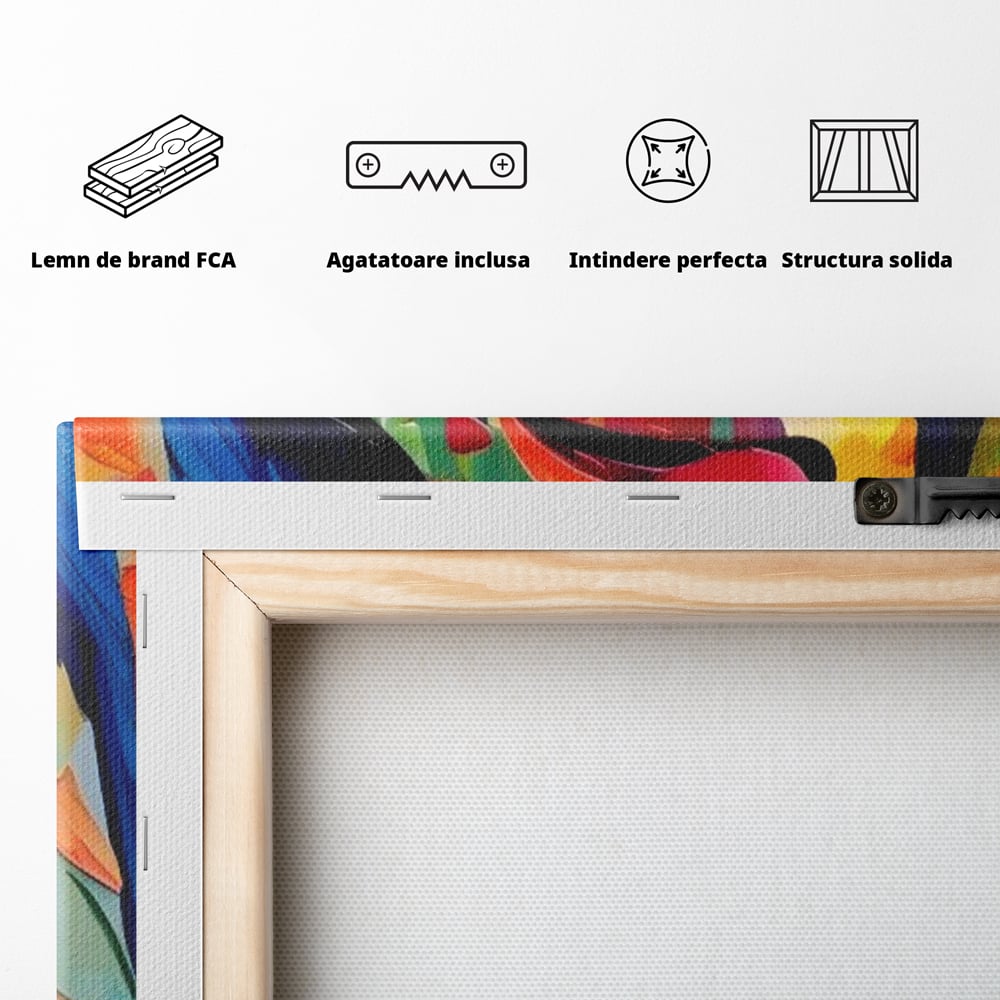 Tablou Canvas Premium LuxCanva® A1572, Iubirea Tucanilor , Room, Pasari, Colorat, Tropical, Flori, Living, Culori Vibrante