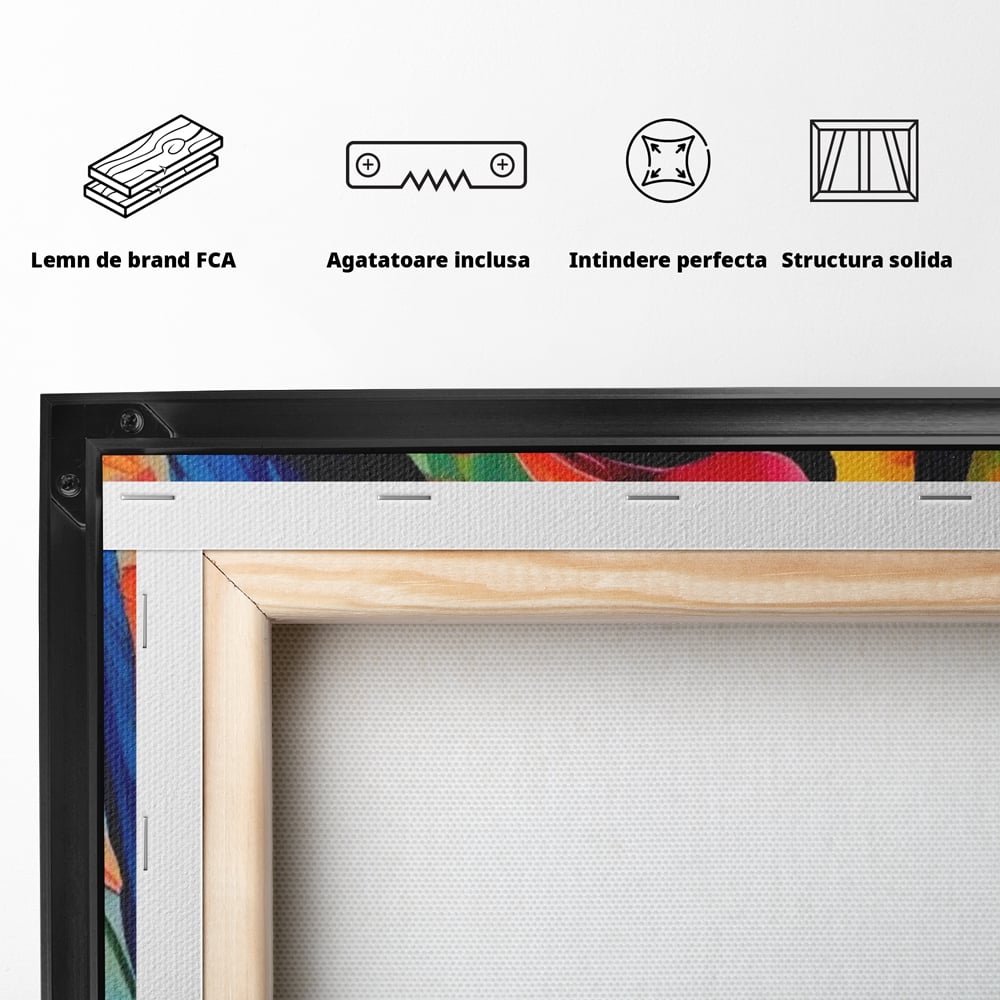 Tablou Canvas Premium LuxCanva® A1572, Iubirea Tucanilor , Room, Pasari, Colorat, Tropical, Flori, Living, Culori Vibrante