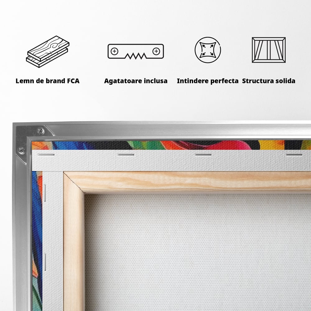 Tablou Canvas Premium LuxCanva® A1572, Iubirea Tucanilor , Room, Pasari, Colorat, Tropical, Flori, Living, Culori Vibrante