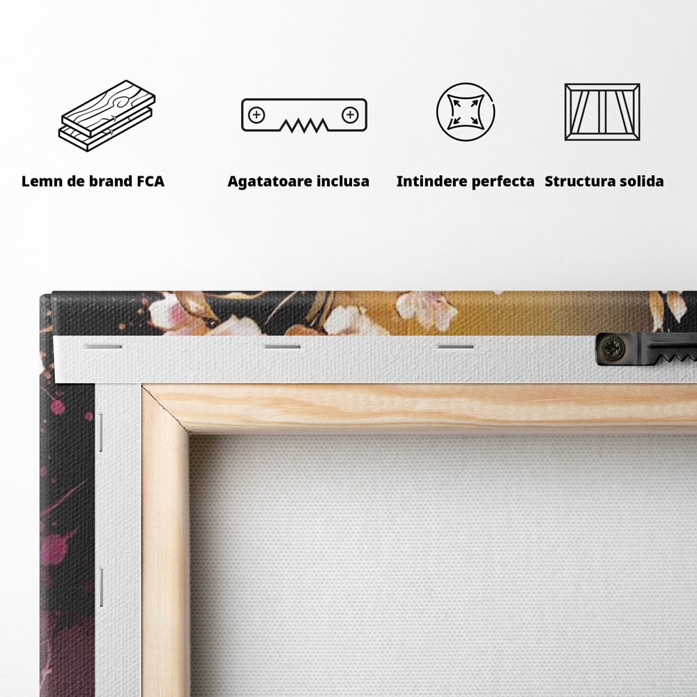 Tablou Canvas Premium LuxCanva® A1574, Ramura Inflorita , Living, Flori, Copac, Tufis, Room, Culori Vibrante