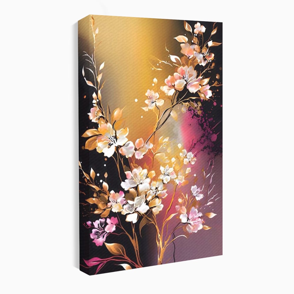 Tablou Canvas Premium LuxCanva® A1574, Ramura Inflorita , Living, Flori, Copac, Tufis, Room, Culori Vibrante