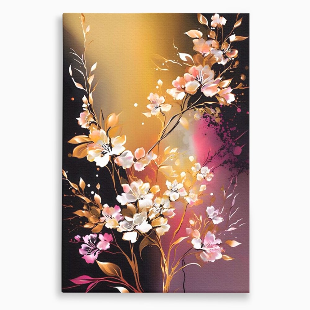 Tablou Canvas Premium LuxCanva® A1574, Ramura Inflorita , Living, Flori, Copac, Tufis, Room, Culori Vibrante