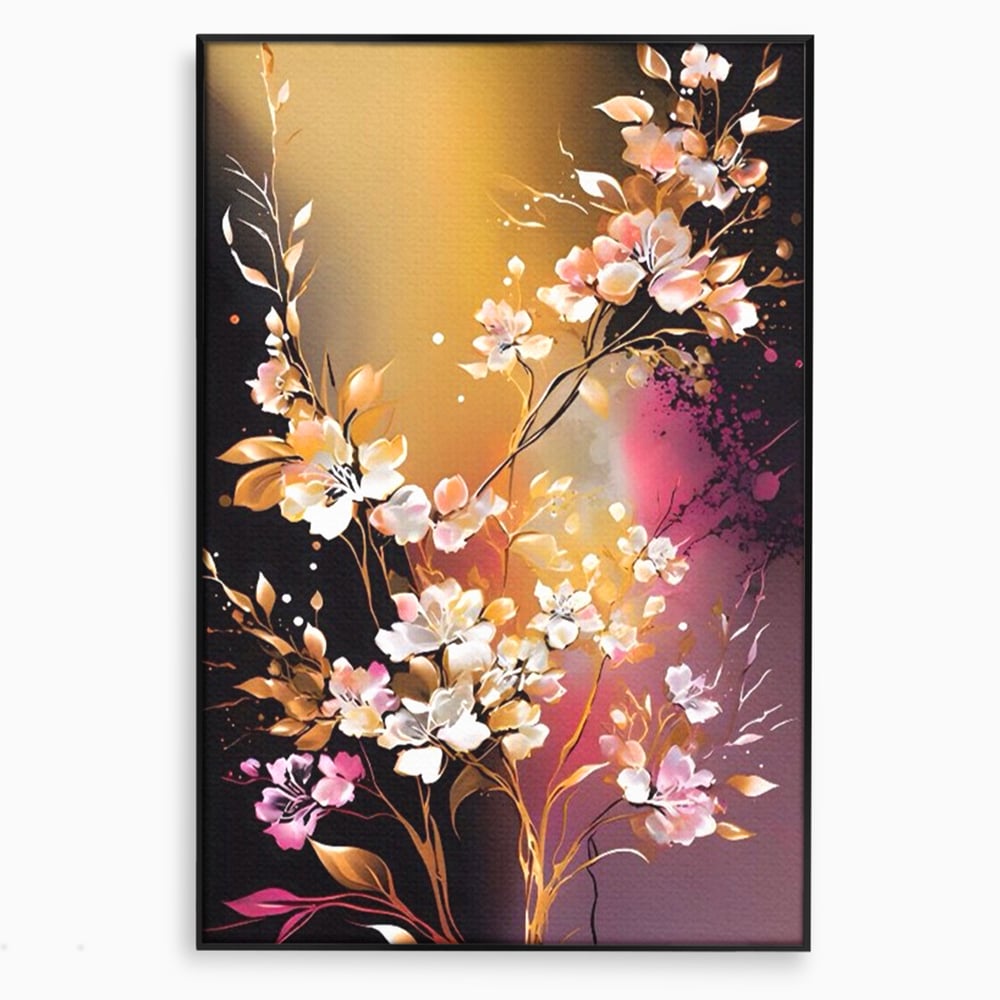 Tablou Canvas Premium LuxCanva® A1574, Ramura Inflorita , Living, Flori, Copac, Tufis, Room, Culori Vibrante