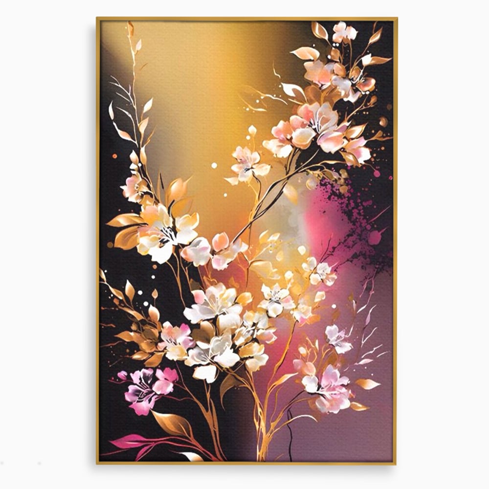 Tablou Canvas Premium LuxCanva® A1574, Ramura Inflorita , Living, Flori, Copac, Tufis, Room, Culori Vibrante