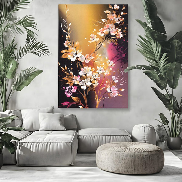 Tablou Canvas Premium LuxCanva® A1574, Ramura Inflorita , Living, Flori, Copac, Tufis, Room, Culori Vibrante