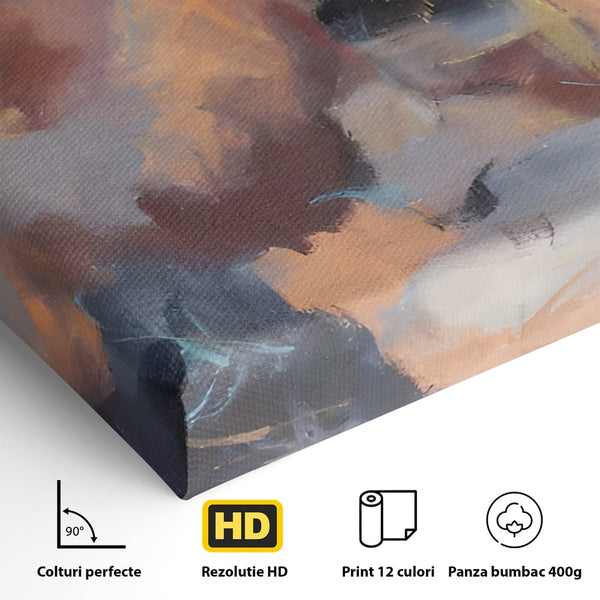Tablou Canvas Premium LuxCanva® A1577, MultiBrown , Living, Abstract, Decorativ, Maro, Room, Culori Vibrante