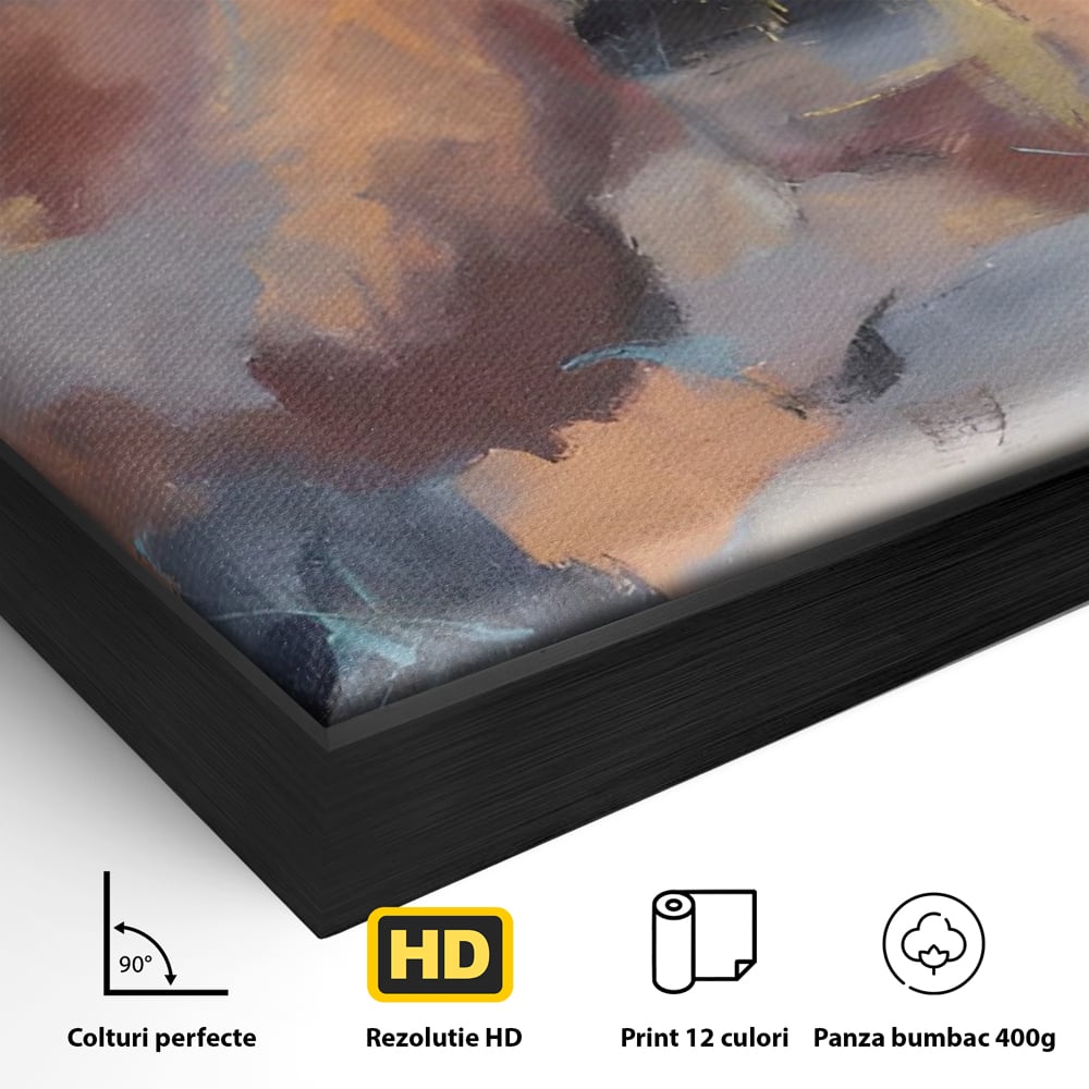Tablou Canvas Premium LuxCanva® A1577, MultiBrown , Living, Abstract, Decorativ, Maro, Room, Culori Vibrante