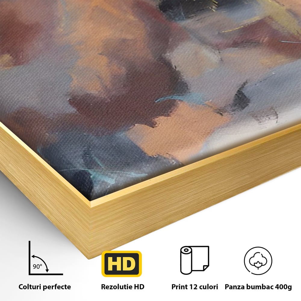 Tablou Canvas Premium LuxCanva® A1577, MultiBrown , Living, Abstract, Decorativ, Maro, Room, Culori Vibrante