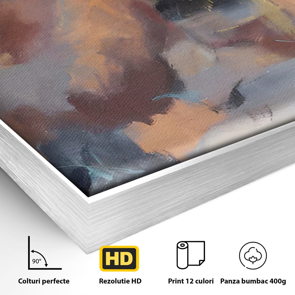 Tablou Canvas Premium LuxCanva® A1577, MultiBrown , Living, Abstract, Decorativ, Maro, Room, Culori Vibrante