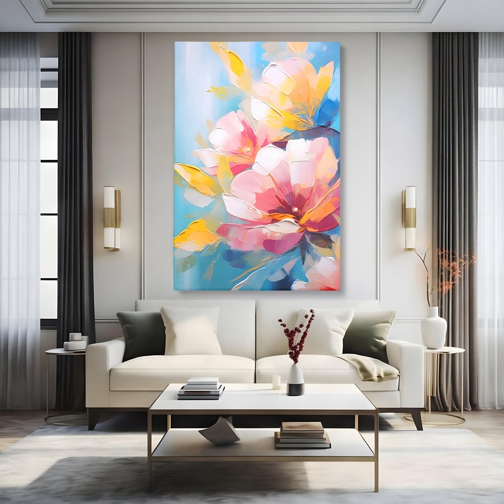 Tablou Canvas Premium LuxCanva® A1578, Cherry Flowers . Dormitor, Buchet, Colorat, Decorativ, Living, Culori Vibrante