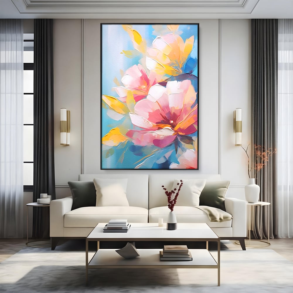 Tablou Canvas Premium LuxCanva® A1578, Cherry Flowers . Dormitor, Buchet, Colorat, Decorativ, Living, Culori Vibrante