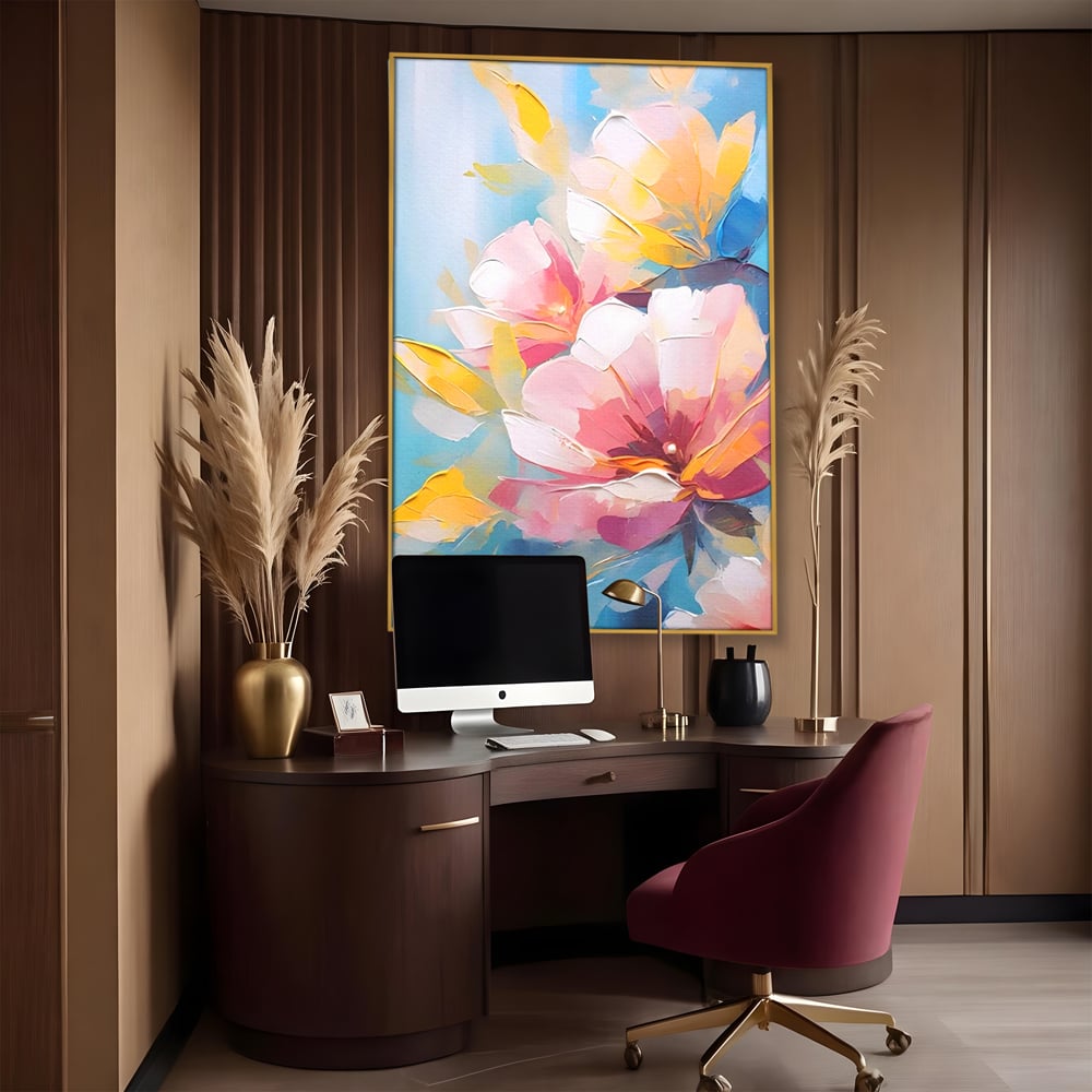 Tablou Canvas Premium LuxCanva® A1578, Cherry Flowers . Dormitor, Buchet, Colorat, Decorativ, Living, Culori Vibrante