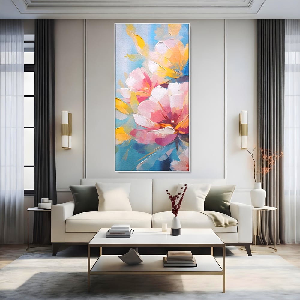 Tablou Canvas Premium LuxCanva® A1578, Cherry Flowers . Dormitor, Buchet, Colorat, Decorativ, Living, Culori Vibrante