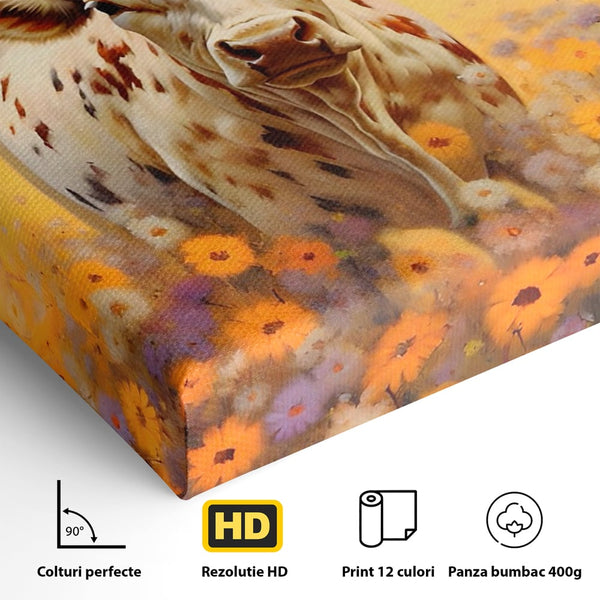 Tablou Canvas Premium LuxCanva® A1579, Bivol ,  Dormitor, Pajiste, Animal, Campie, Decorativ, Living, Culori Vibrante