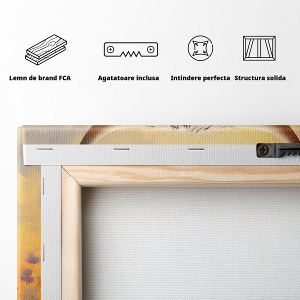 Tablou Canvas Premium LuxCanva® A1579, Bivol ,  Dormitor, Pajiste, Animal, Campie, Decorativ, Living, Culori Vibrante