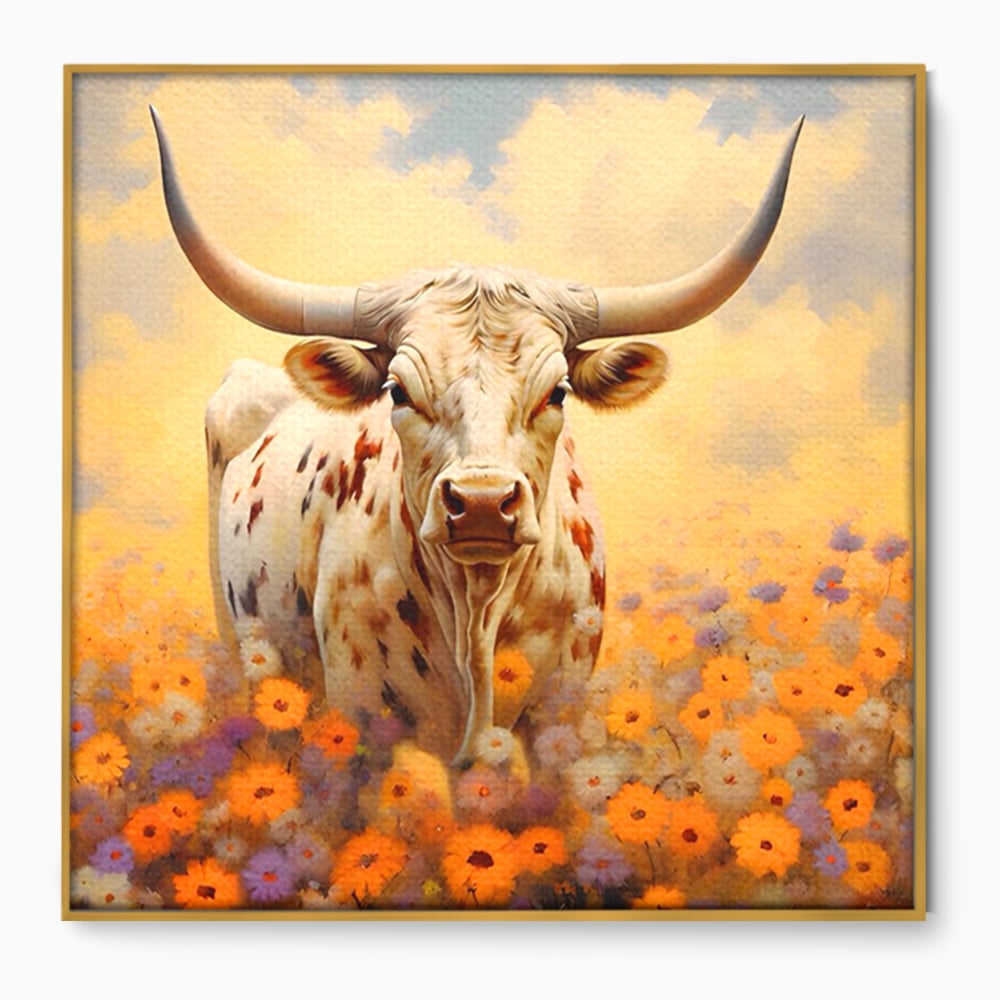 Tablou Canvas Premium LuxCanva® A1579, Bivol ,  Dormitor, Pajiste, Animal, Campie, Decorativ, Living, Culori Vibrante
