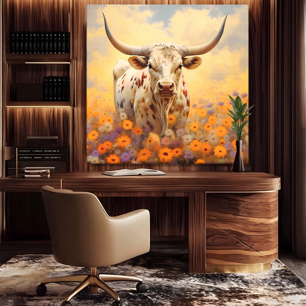 Tablou Canvas Premium LuxCanva® A1579, Bivol ,  Dormitor, Pajiste, Animal, Campie, Decorativ, Living, Culori Vibrante