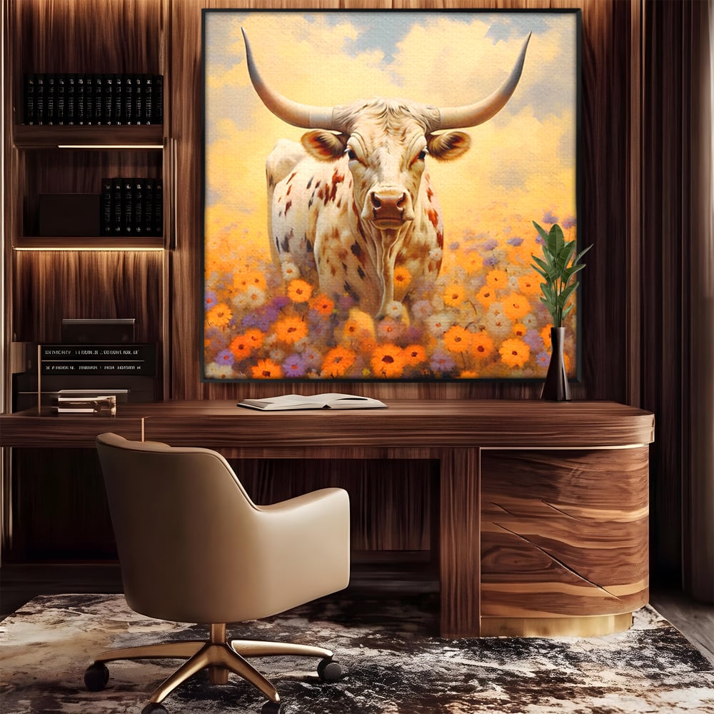 Tablou Canvas Premium LuxCanva® A1579, Bivol ,  Dormitor, Pajiste, Animal, Campie, Decorativ, Living, Culori Vibrante