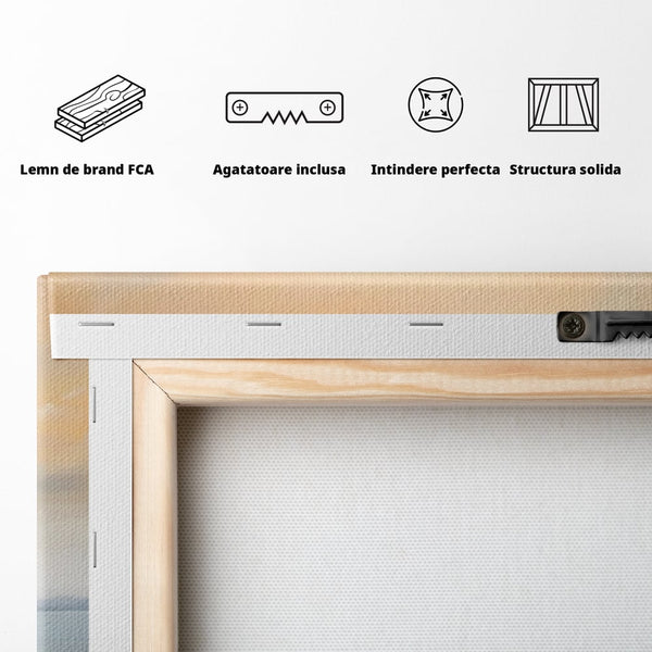 Tablou Canvas Premium LuxCanva® A1580, Vibratia Valurilor , Dormitor, Mare, Plaja, Nisip, Decorativ, Living, Culori Vibrante