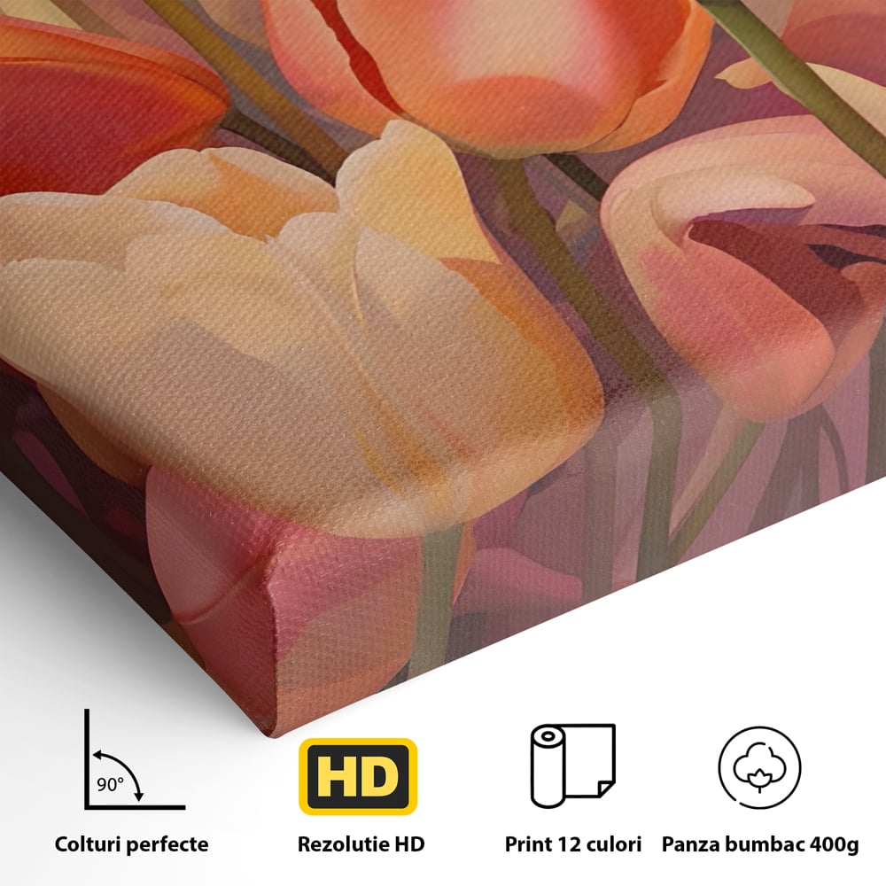Leinwandbilder LuxCanva Premium Leinwandbilder® A1581, Blumenstrauß mit Tulpen, Schlafzimmer, Blumen, Frühling, Dekorativ, Wohnzimmer, Lebendige Farben