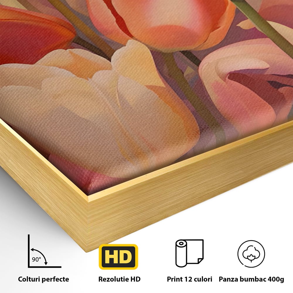 Leinwandbilder LuxCanva Premium Leinwandbilder® A1581, Blumenstrauß mit Tulpen, Schlafzimmer, Blumen, Frühling, Dekorativ, Wohnzimmer, Lebendige Farben