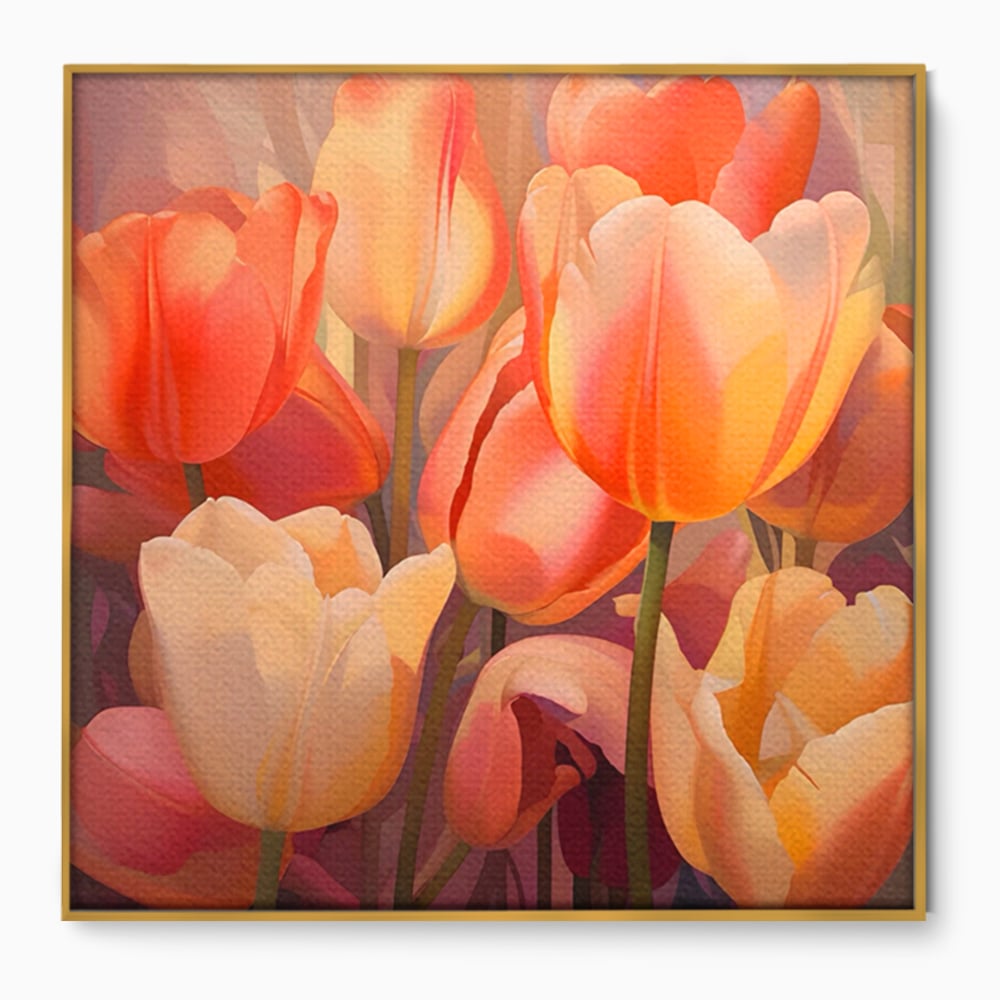 Leinwandbilder LuxCanva Premium Leinwandbilder® A1581, Blumenstrauß mit Tulpen, Schlafzimmer, Blumen, Frühling, Dekorativ, Wohnzimmer, Lebendige Farben