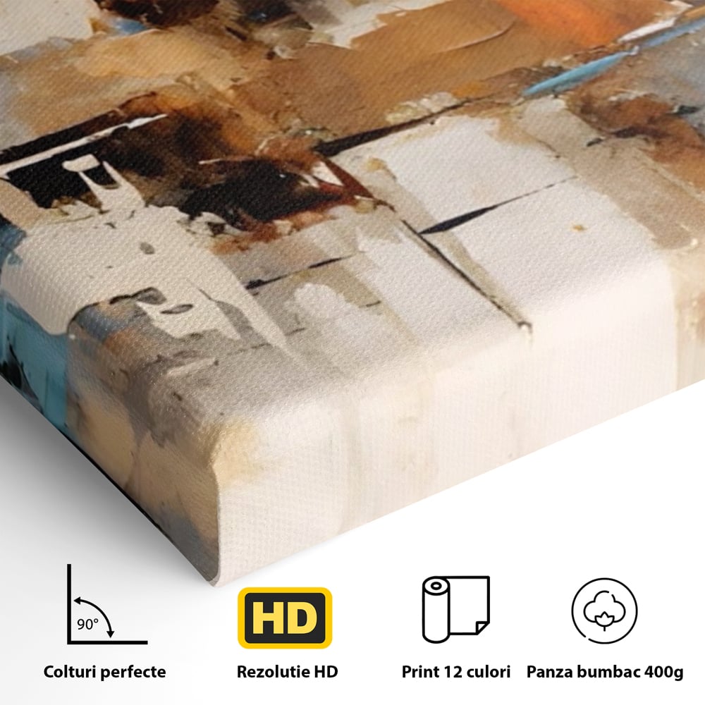 Tablou Canvas Premium LuxCanva® A1585, Splendoare Aurie ,  Room, Decorativ, Abstract, Culori, Pensulat, Living, Culori Vibrante