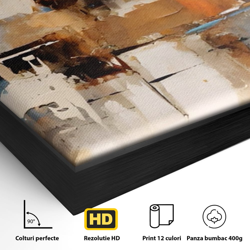 Tablou Canvas Premium LuxCanva® A1585, Splendoare Aurie ,  Room, Decorativ, Abstract, Culori, Pensulat, Living, Culori Vibrante