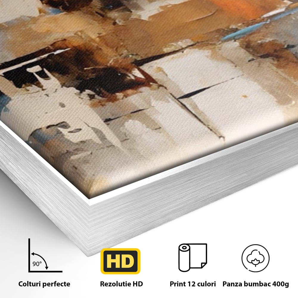 Tablou Canvas Premium LuxCanva® A1585, Splendoare Aurie ,  Room, Decorativ, Abstract, Culori, Pensulat, Living, Culori Vibrante