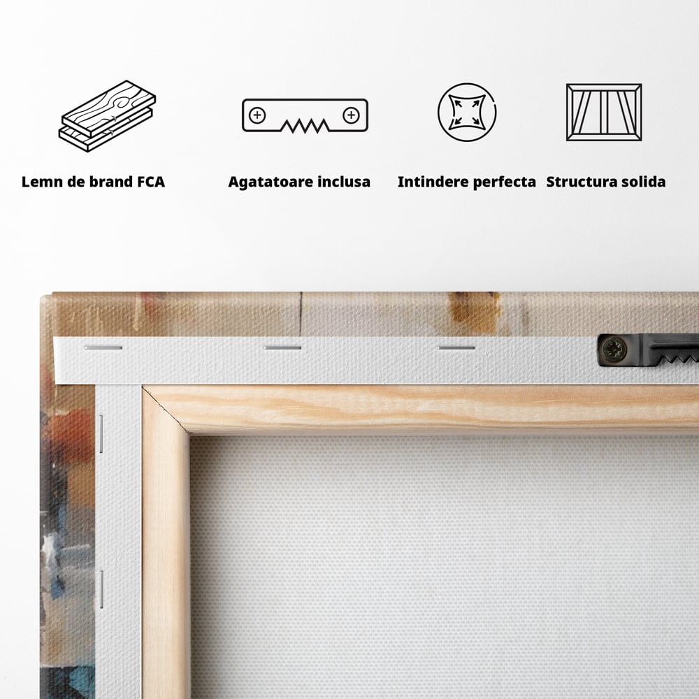 Tablou Canvas Premium LuxCanva® A1585, Splendoare Aurie ,  Room, Decorativ, Abstract, Culori, Pensulat, Living, Culori Vibrante