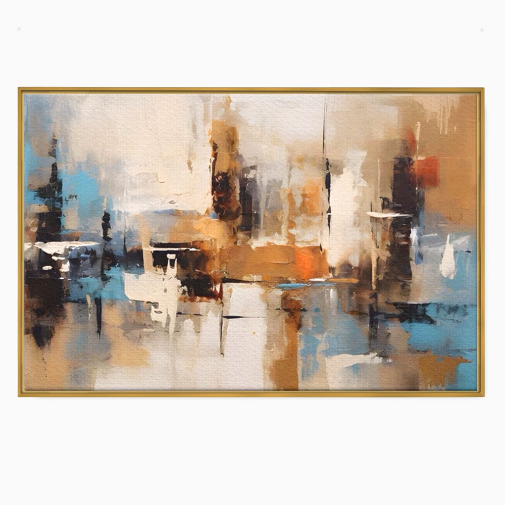 Tablou Canvas Premium LuxCanva® A1585, Splendoare Aurie ,  Room, Decorativ, Abstract, Culori, Pensulat, Living, Culori Vibrante