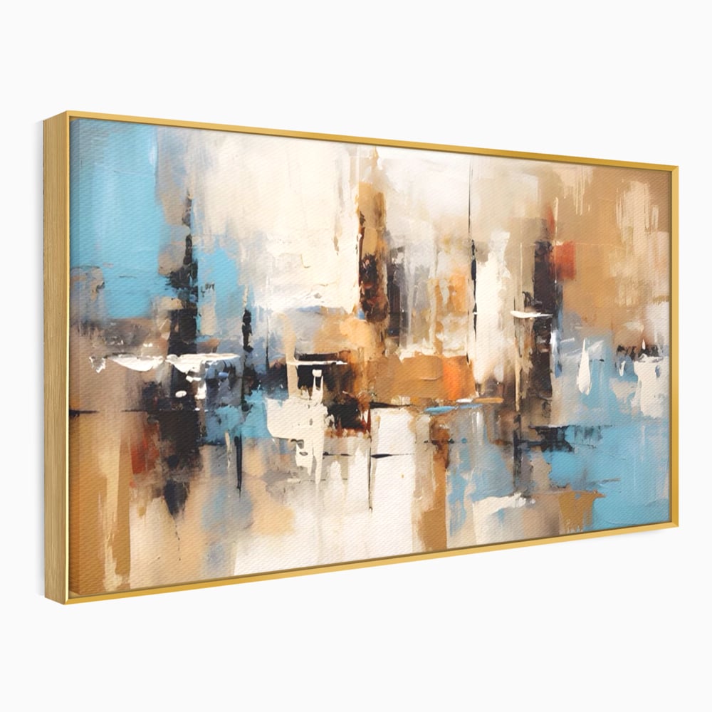 Tablou Canvas Premium LuxCanva® A1585, Splendoare Aurie ,  Room, Decorativ, Abstract, Culori, Pensulat, Living, Culori Vibrante