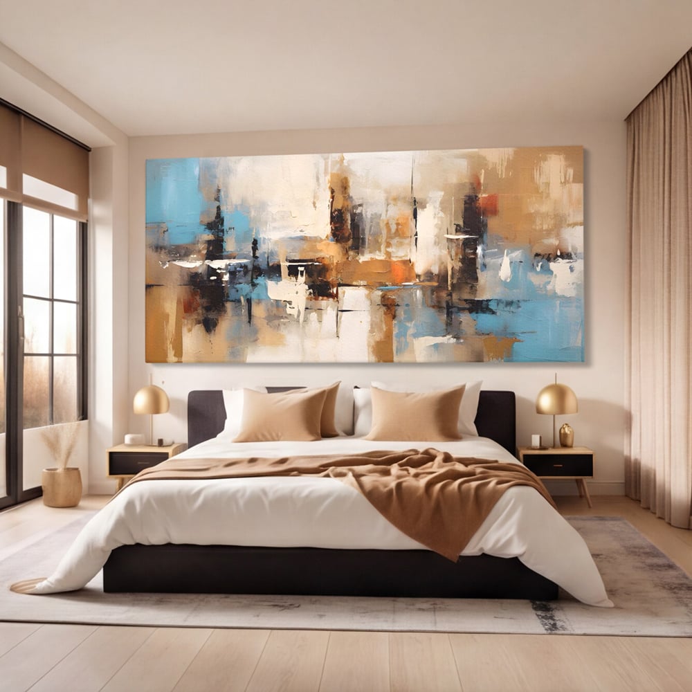 Tablou Canvas Premium LuxCanva® A1585, Splendoare Aurie ,  Room, Decorativ, Abstract, Culori, Pensulat, Living, Culori Vibrante
