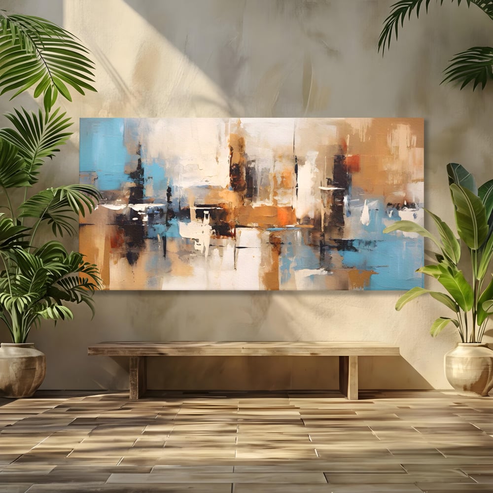 Tablou Canvas Premium LuxCanva® A1585, Splendoare Aurie ,  Room, Decorativ, Abstract, Culori, Pensulat, Living, Culori Vibrante