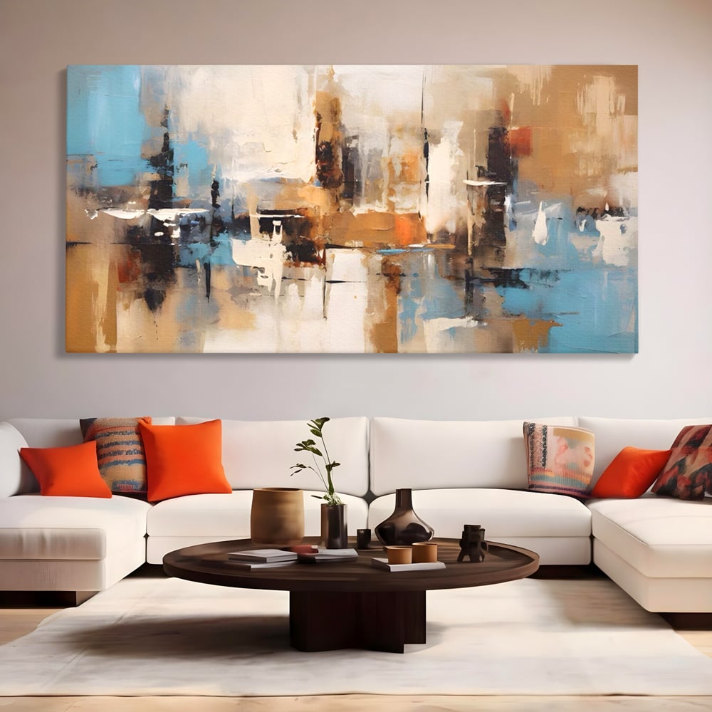 Tablou Canvas Premium LuxCanva® A1585, Splendoare Aurie ,  Room, Decorativ, Abstract, Culori, Pensulat, Living, Culori Vibrante