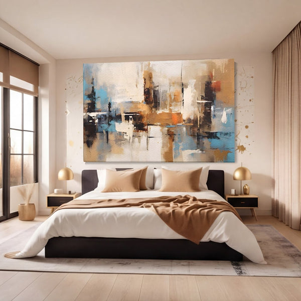 Tablou Canvas Premium LuxCanva® A1585, Splendoare Aurie ,  Room, Decorativ, Abstract, Culori, Pensulat, Living, Culori Vibrante