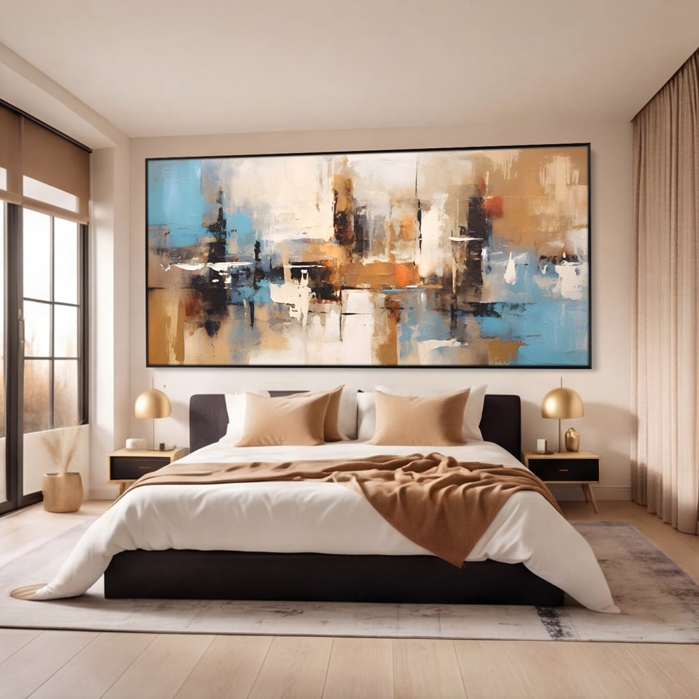 Tablou Canvas Premium LuxCanva® A1585, Splendoare Aurie ,  Room, Decorativ, Abstract, Culori, Pensulat, Living, Culori Vibrante
