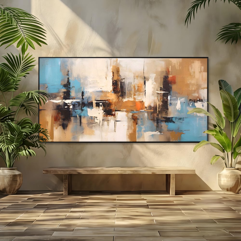 Tablou Canvas Premium LuxCanva® A1585, Splendoare Aurie ,  Room, Decorativ, Abstract, Culori, Pensulat, Living, Culori Vibrante
