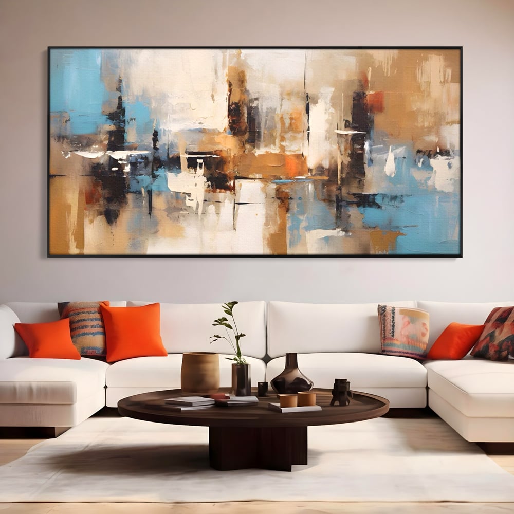 Tablou Canvas Premium LuxCanva® A1585, Splendoare Aurie ,  Room, Decorativ, Abstract, Culori, Pensulat, Living, Culori Vibrante